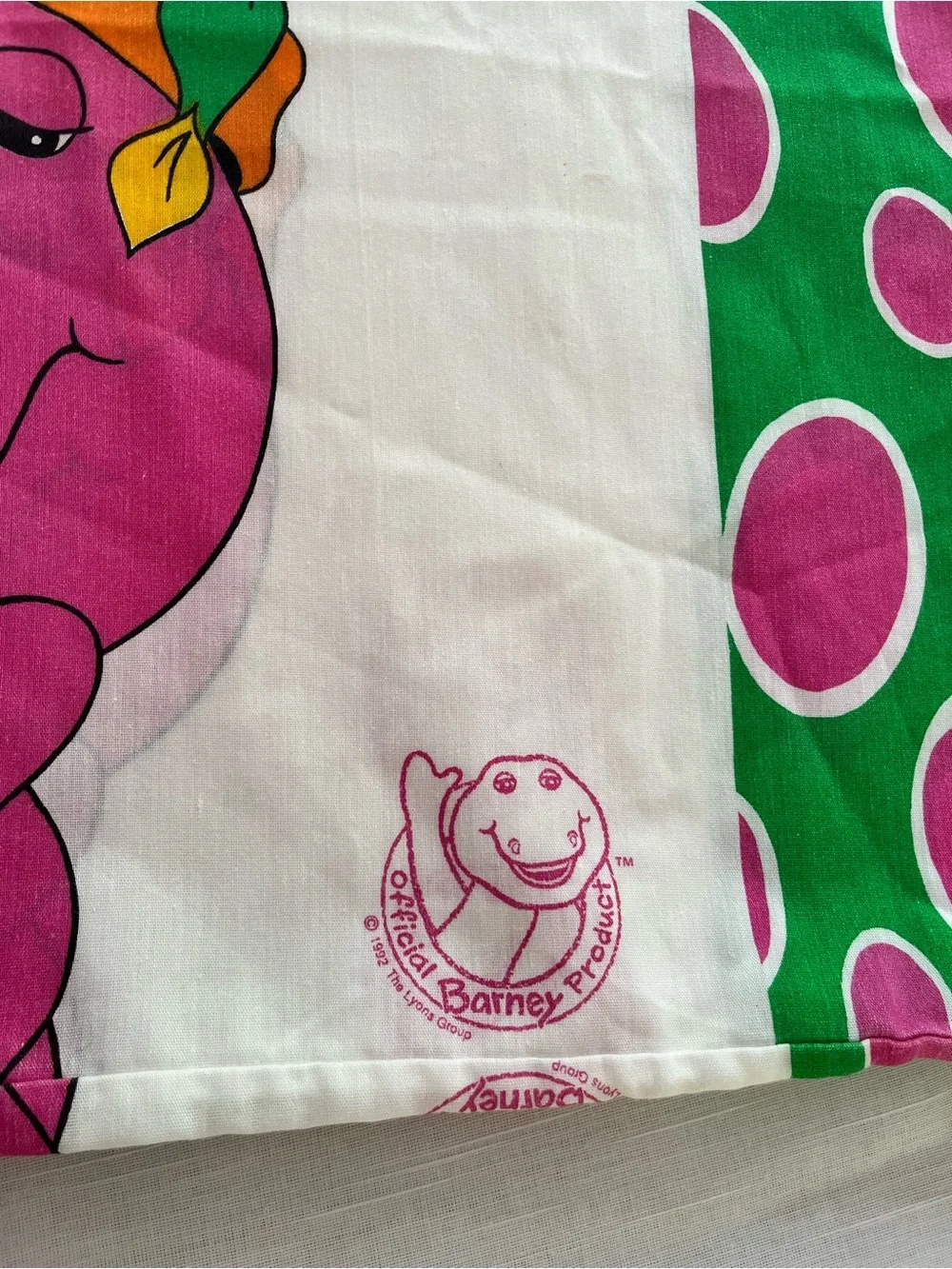 Barney two pillowcases 1992